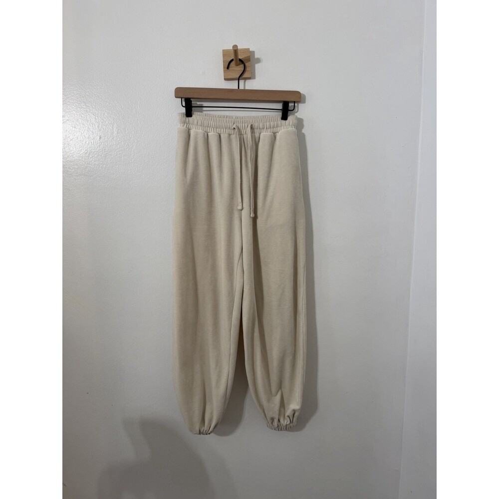 POL Women’s Thermal Knit Lounge Set Jogger Sweats Small Oversized Cream - Picture 4 of 7